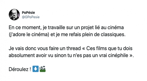 Image de couverture de l'article : Thread : Les films à voir absolument pour se dire cinéphile !