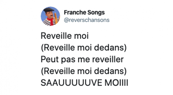 Image de couverture de l'article : Les 13 meilleurs tweets de @reverschansons, la traduction des chansons dans notre belle langue nationale !