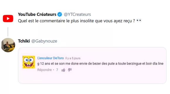 Image de couverture de l'article : Les 18 commentaires les plus insolites reçus par les Youtubeurs !