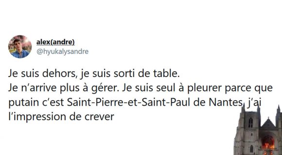 Image de couverture de l'article : Notre Dame de Nantes est en feu, Twitter réagit