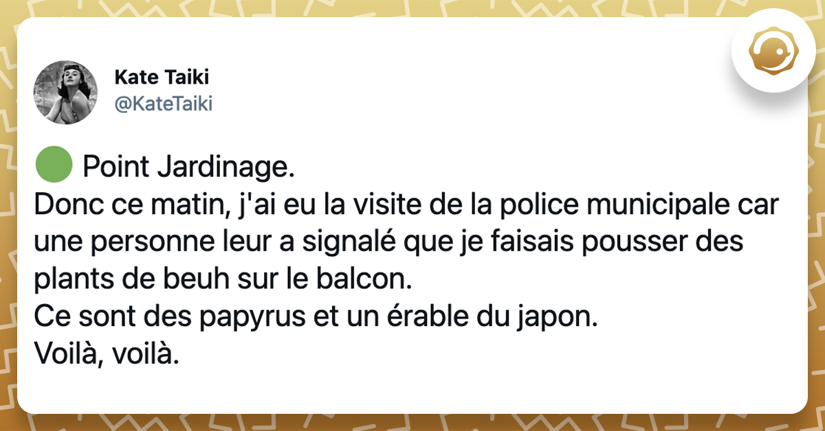 tweet de @KateTaiki sur le jardinage