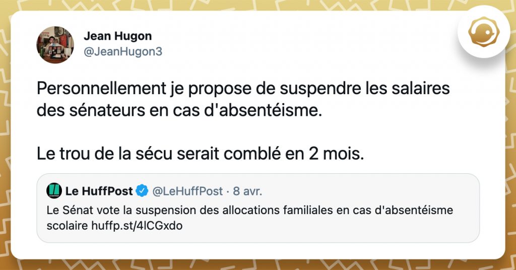 tweet de @JeanHugon3 sur l'absentéisme