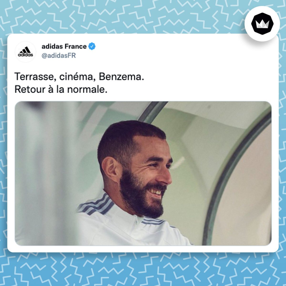 tweet d'Adidas sur Benzema