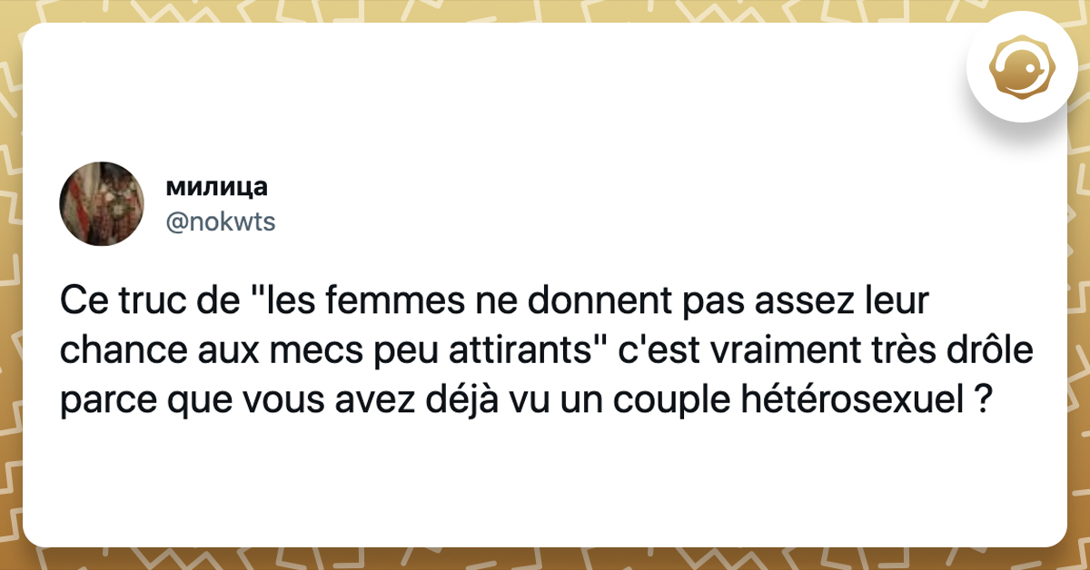 tweet de nokwts sur les couples hétéros