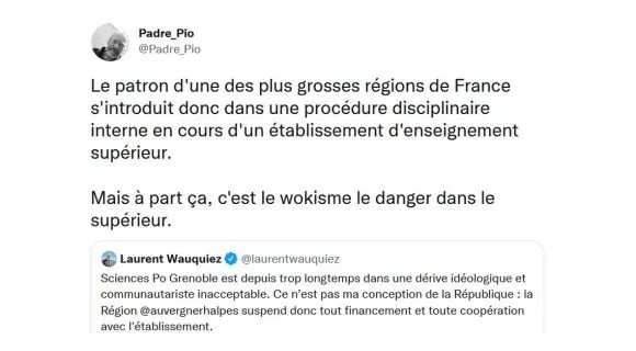Image de couverture de l'article : Le woke Laurent Wauquiez cancel Sciences Po Grenoble !