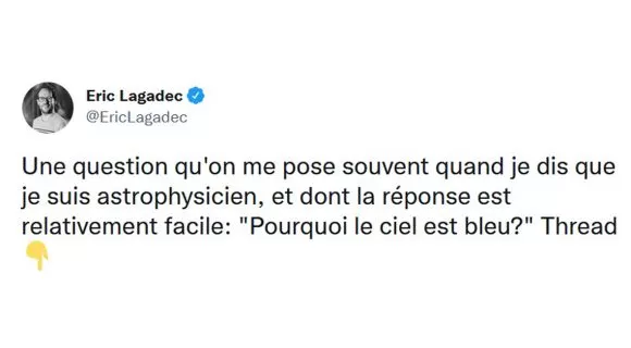 Image de couverture de l'article : Thread : pourquoi le ciel est bleu ?