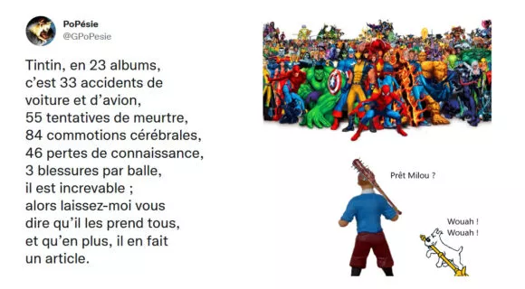 Image de couverture de l'article : Dans une bagarre Tintin face aux Avengers, qui l’emporte ?