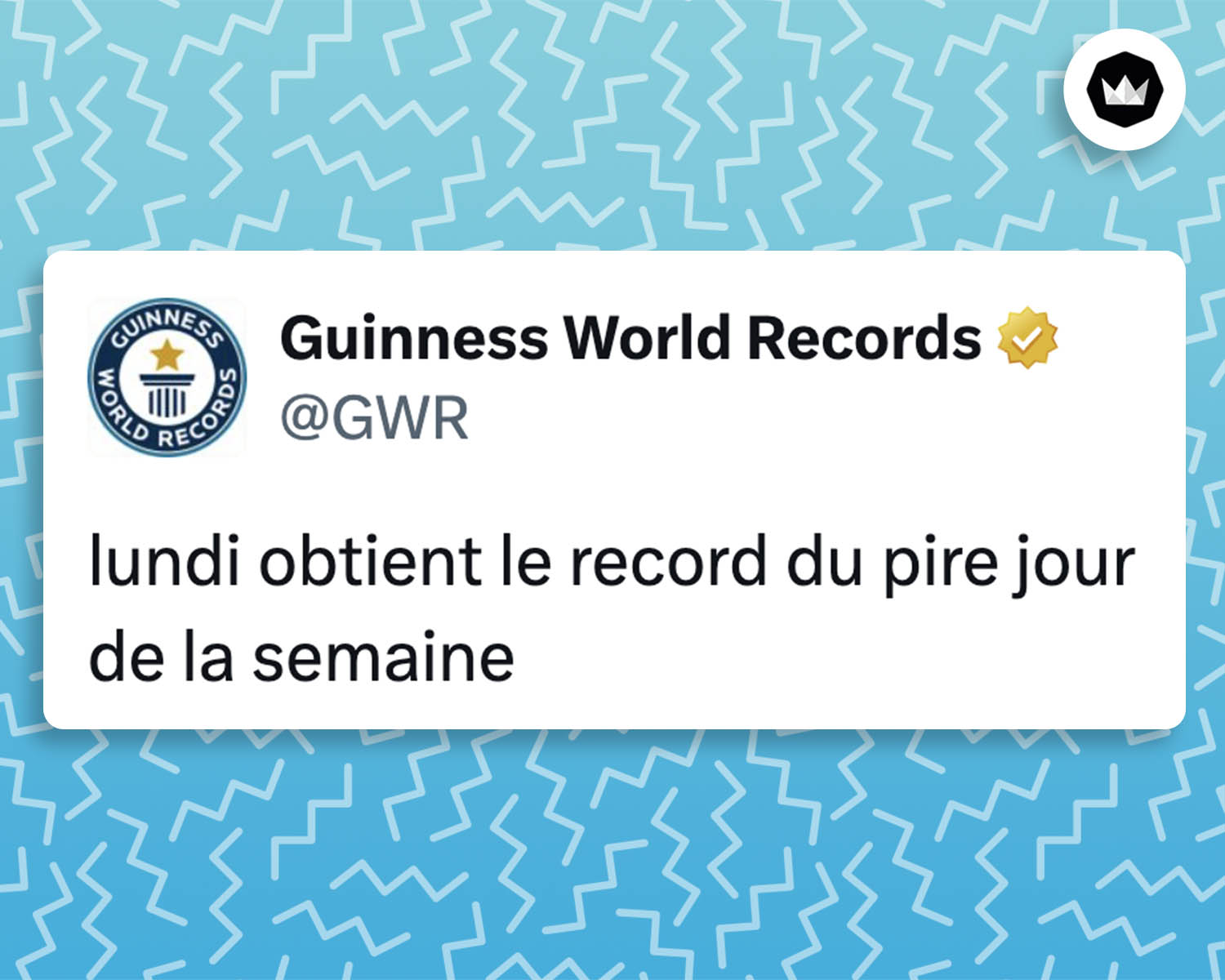 Guinness World Records : "lundi obtient le record du pire jour de la semaine.