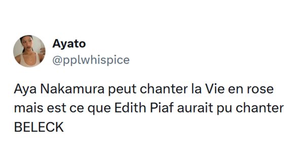 Image de couverture de l'article : Top 20 des meilleurs tweets sur Aya Nakamura, meilleure qu’Édith Piaf