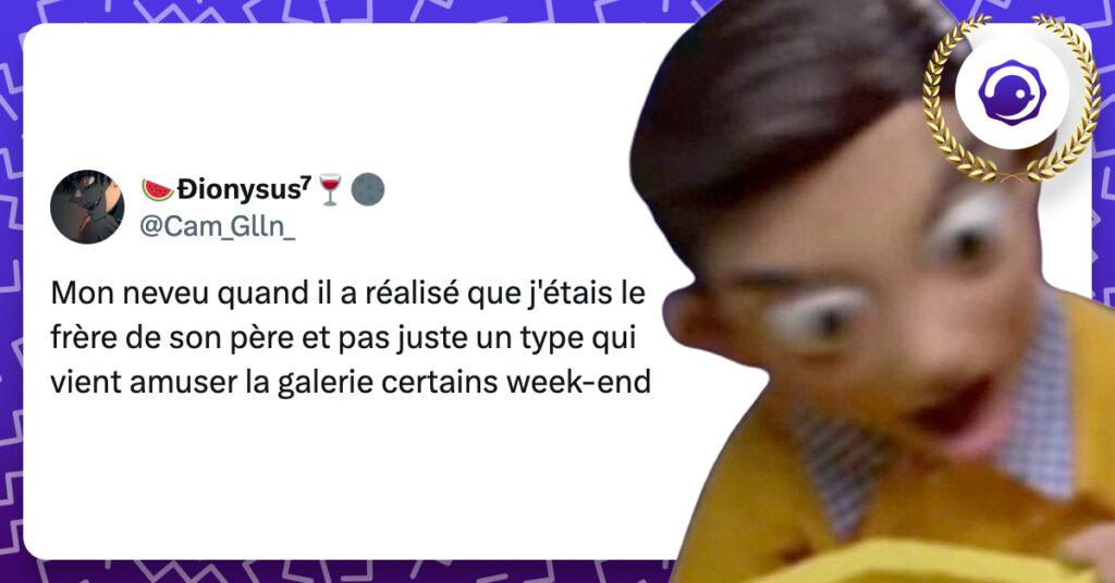 @Cam_Glln_ Mon neveu quand il a réalisé que j'étais le frère de son père et pas juste un type qui vient amuser la galerie certains week-end