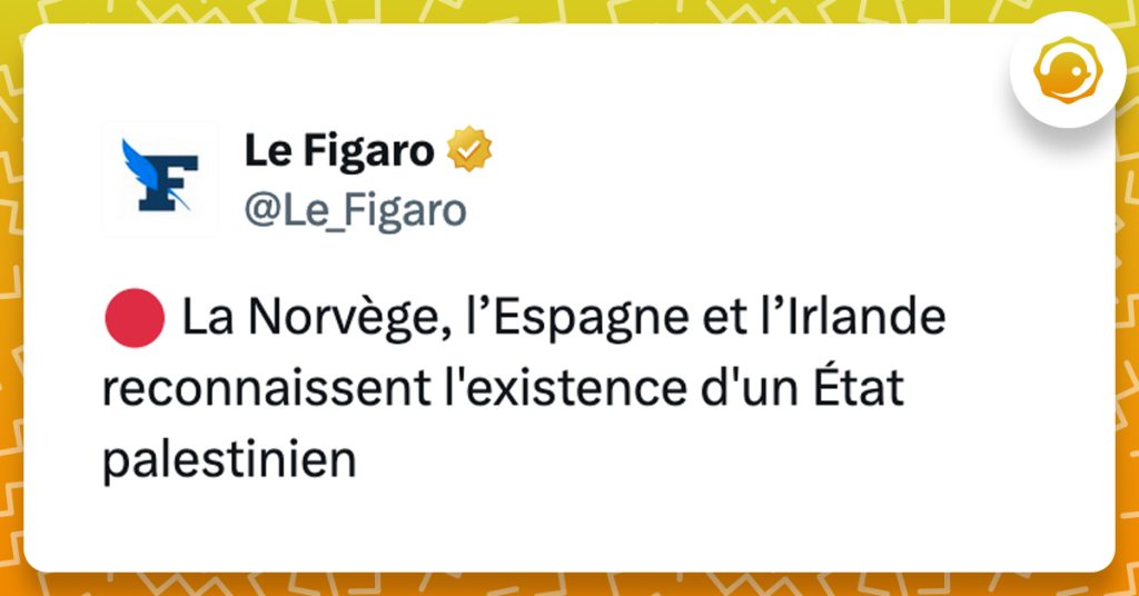 @Le_Figaro 🔴 La Norvège, l’Espagne et l’Irlande reconnaissent l'existence d'un État palestinien