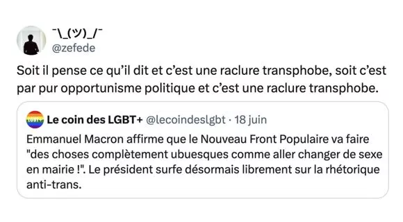 Image de couverture de l'article : Changer de sexe en mairie : Macron est-il transphobe ?
