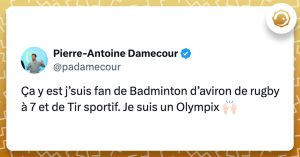 @padamecour Ça y est j’suis fan de Badminton d’aviron de rugby à 7 et de Tir sportif. Je suis un Olympix 🙌🏻