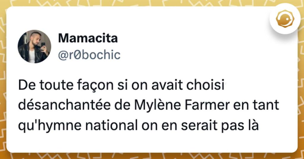 @r0bochic De toute façon si on avait choisis désanchantée de Mylène Farmer en tant qu'hymne national on en serait pas là