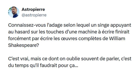 Image de couverture de l'article : Un singe peut-il écrire toute l’œuvre de Shakespeare ?