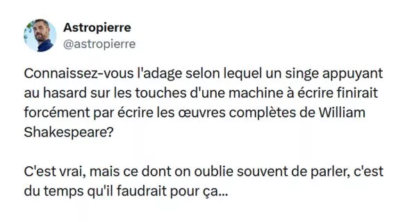 Image de couverture de l'article : Un singe peut-il écrire toute l’œuvre de Shakespeare ?