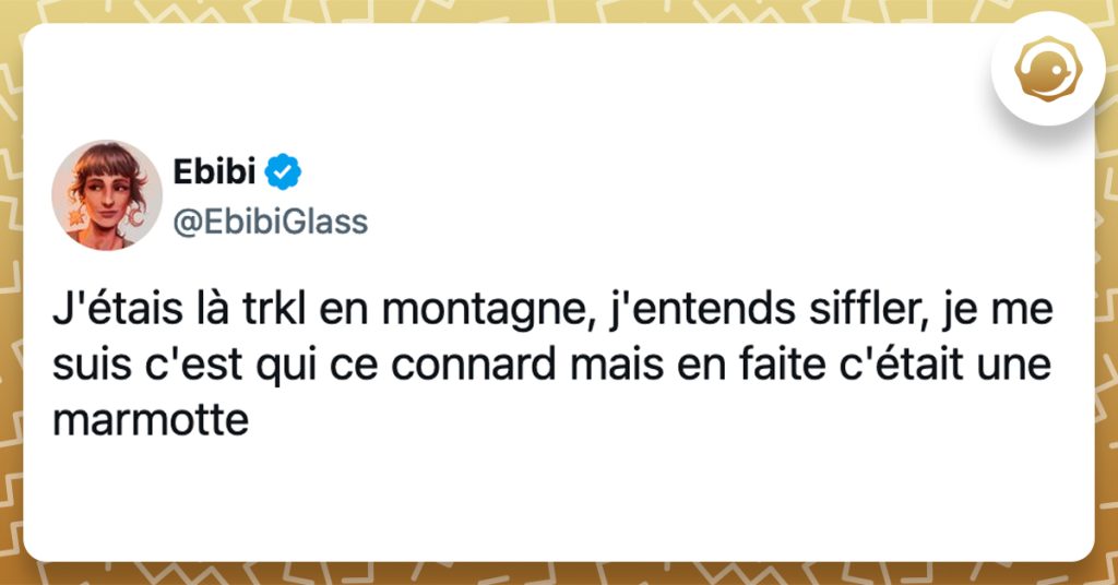 @EbibiGlass J'étais là trkl en montagne, j'entends siffler, je me suis c'est qui ce connard mais en faite c'était une marmotte