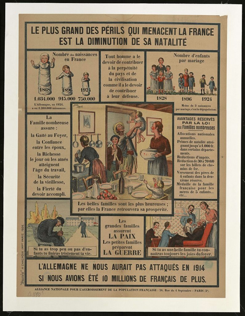 Affiche de l'Alliance nationale pour l'accroissement de la population française.