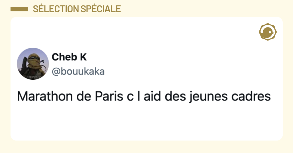 @bouukaka Le Marathon de Paris c'est l aid des jeunes cadres
