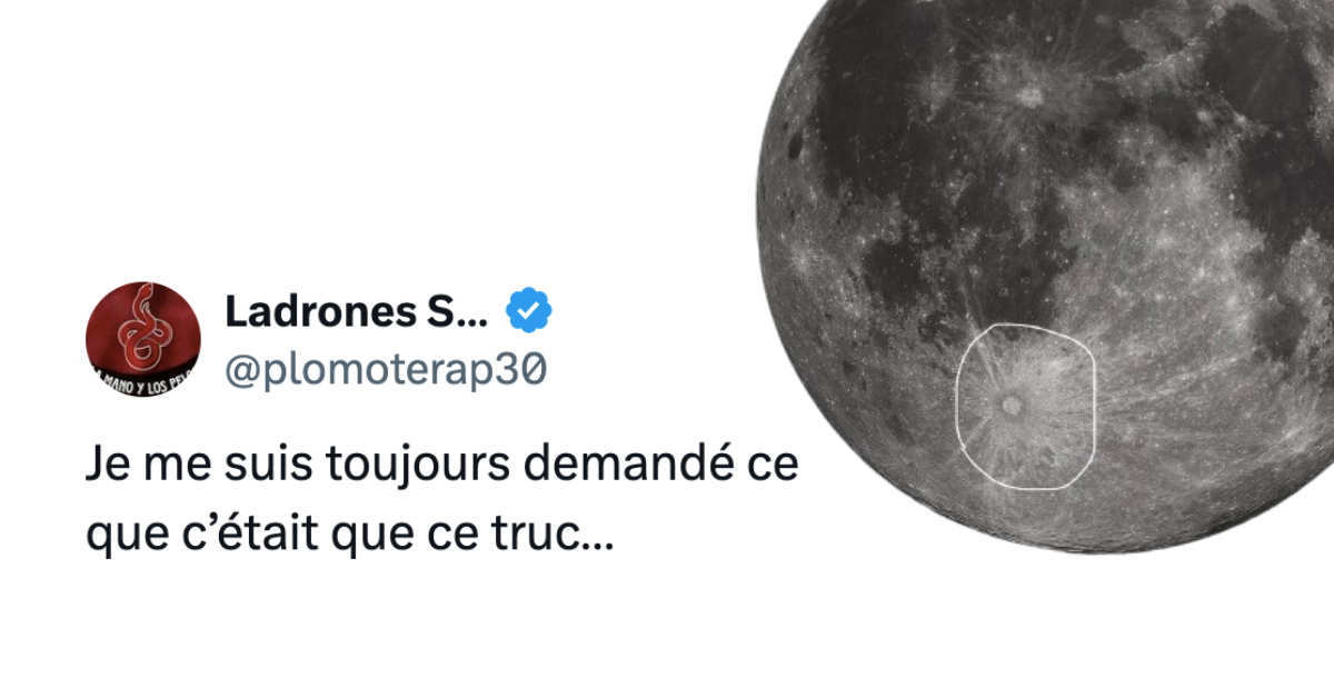 Post de @plomoterap30 disant "Je me suis toujours demandé ce que c’était que ce truc…" en parlant de cratère de la Lune