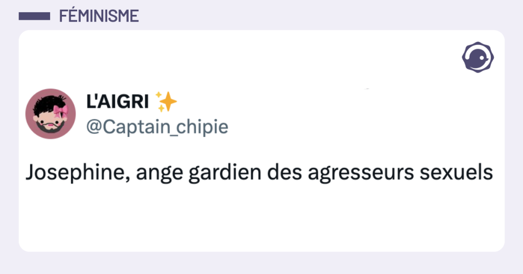Post vignette de @Captain_chipie disant "Josephine, ange gardien des agresseurs sexuels"